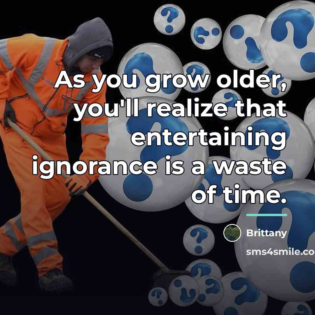 “As you grow older, you'll realize that entertaining ignorance is…” quote by Brittany