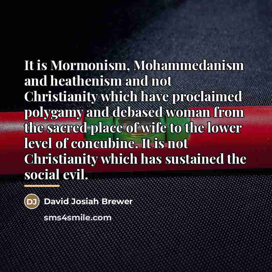 “It is Mormonism, Mohammedanism and heathenism and not Christianity which…” quote by David Josiah Brewer