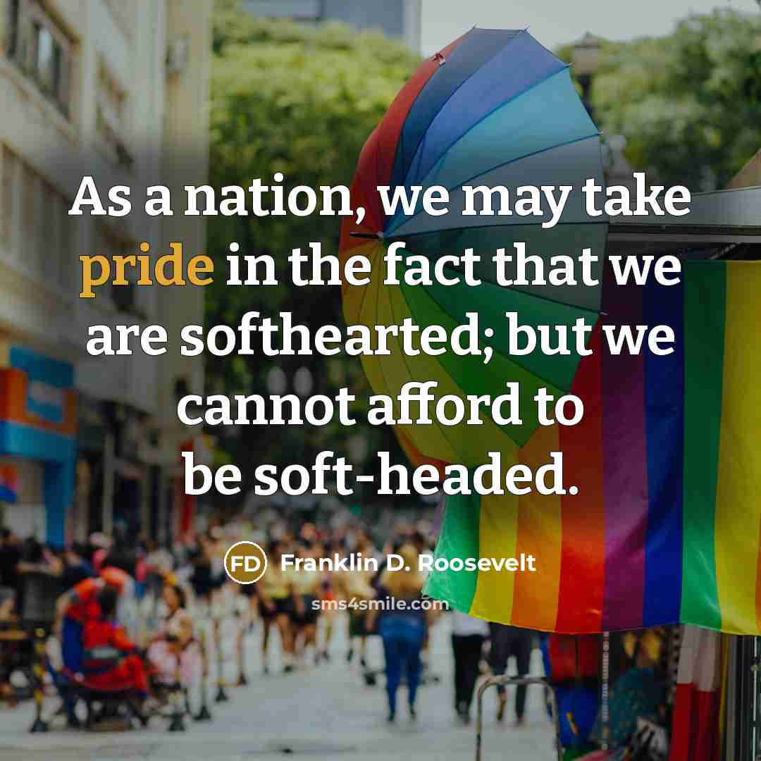 “As a nation, we may take pride in the fact…” quote by Franklin D. Roosevelt