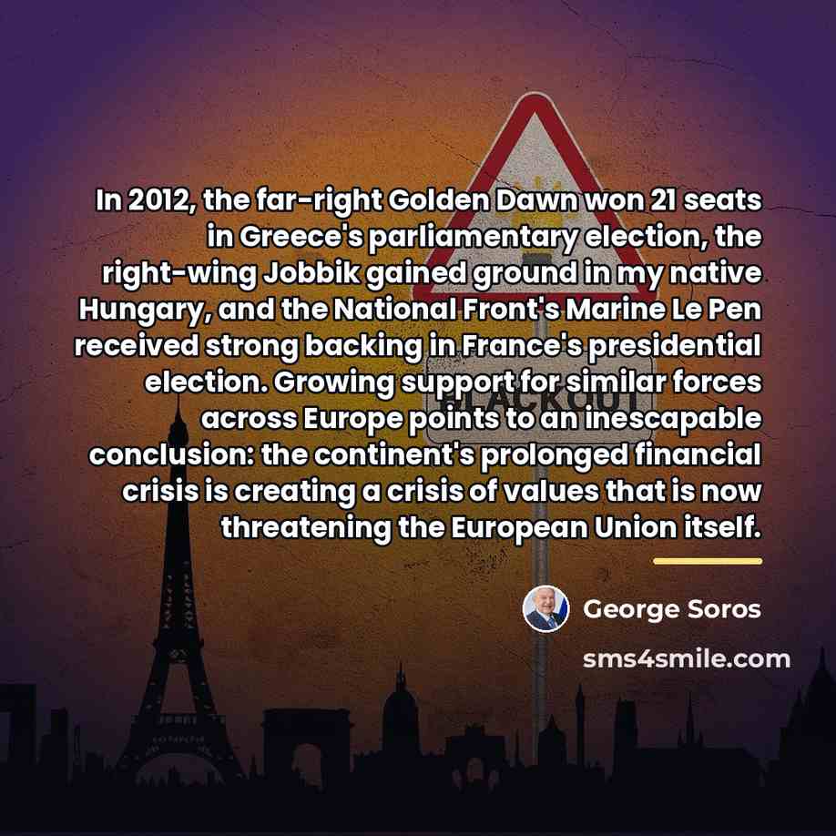 “In 2012, the far-right Golden Dawn won 21 seats in…” quote by George Soros