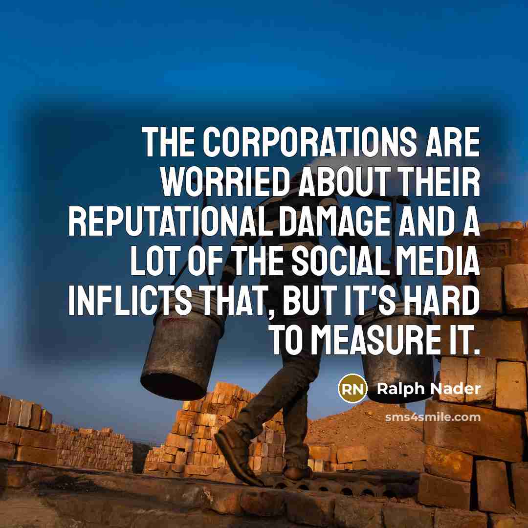 “The corporations are worried about their reputational damage and a…” quote by Ralph Nader