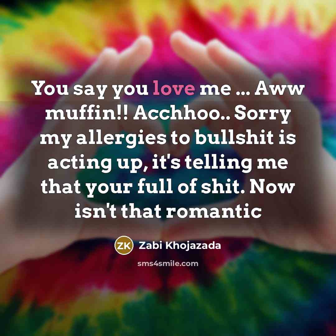 “You say you love me ... Aww muffin!! Acchhoo.. Sorry…” quote by Zabi Khojazada