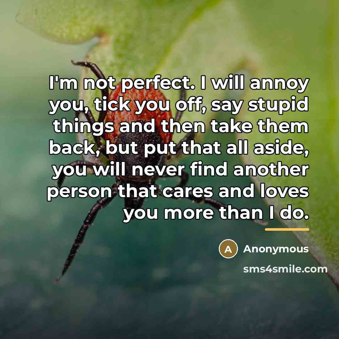 “I'm not perfect. I will annoy you, tick you off,…” quote by Anonymous