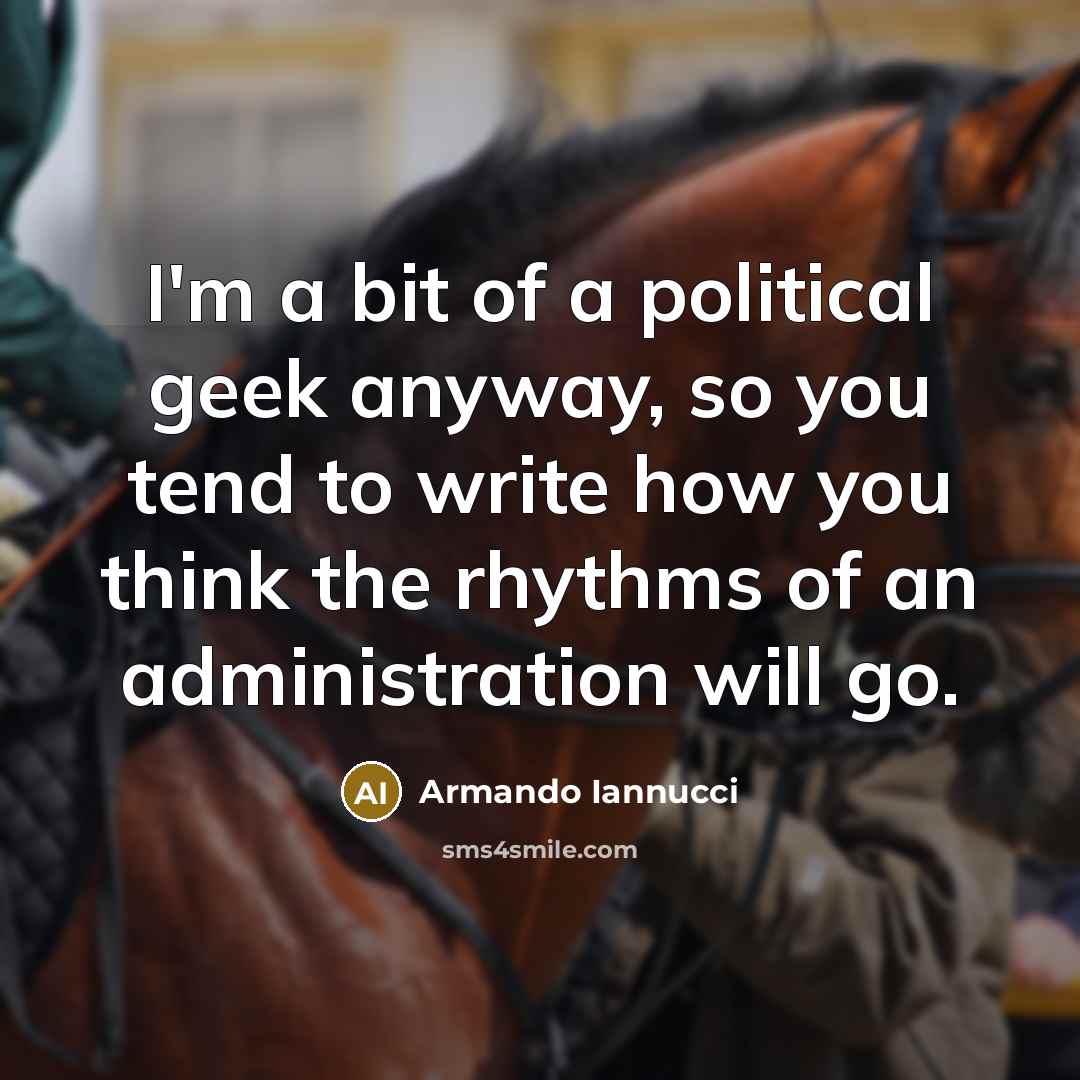 “I'm a bit of a political geek anyway, so you…” quote by Armando Iannucci