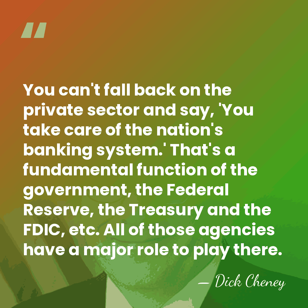 You can't fall back on the private sector and say, 'You take&hellip; - Dick Cheney