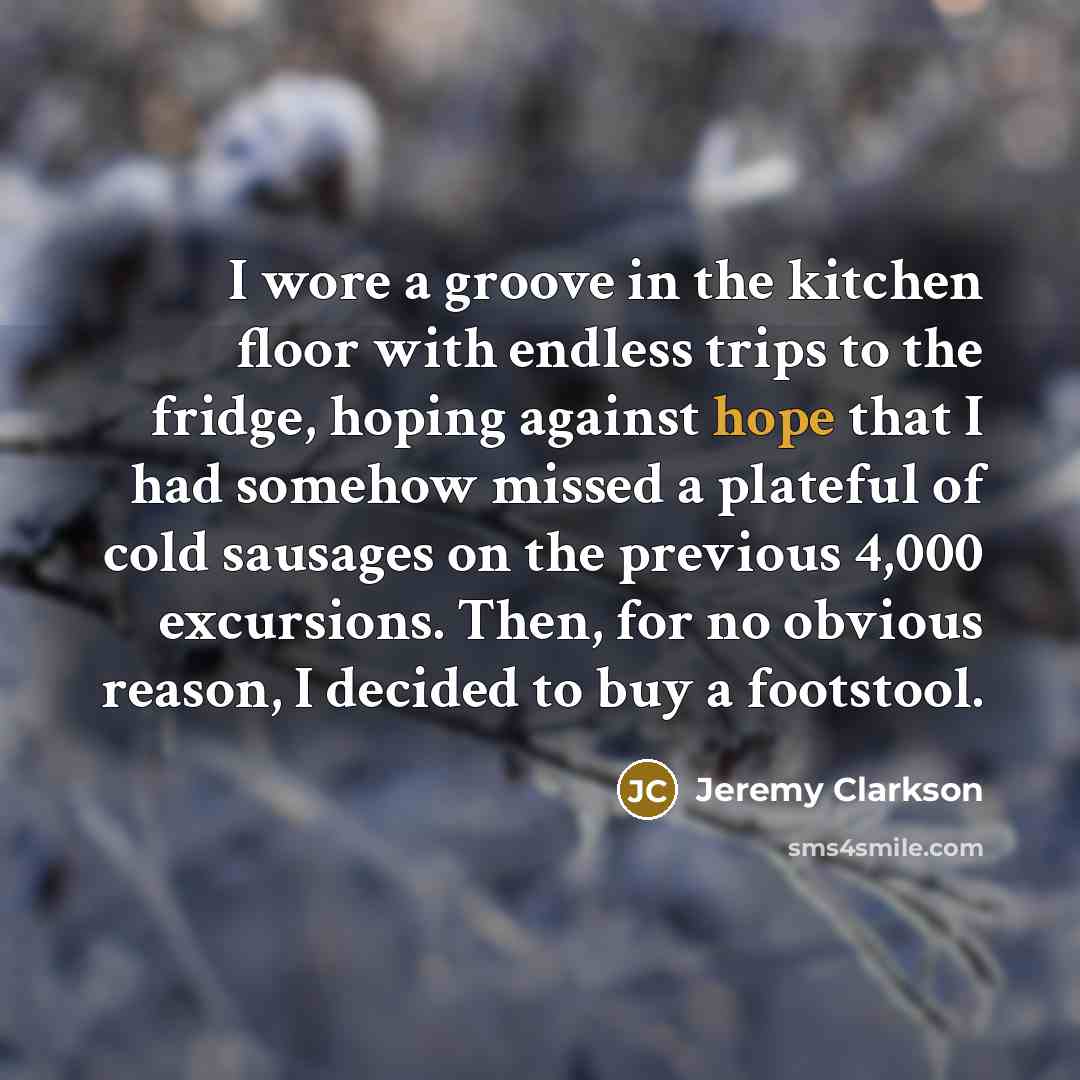 “I wore a groove in the kitchen floor with endless…” quote by Jeremy Clarkson