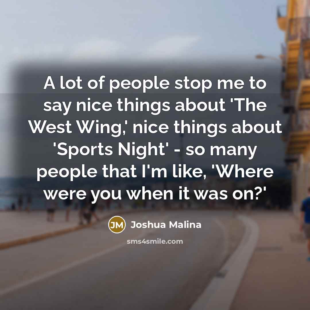 “A lot of people stop me to say nice things…” quote by Joshua Malina