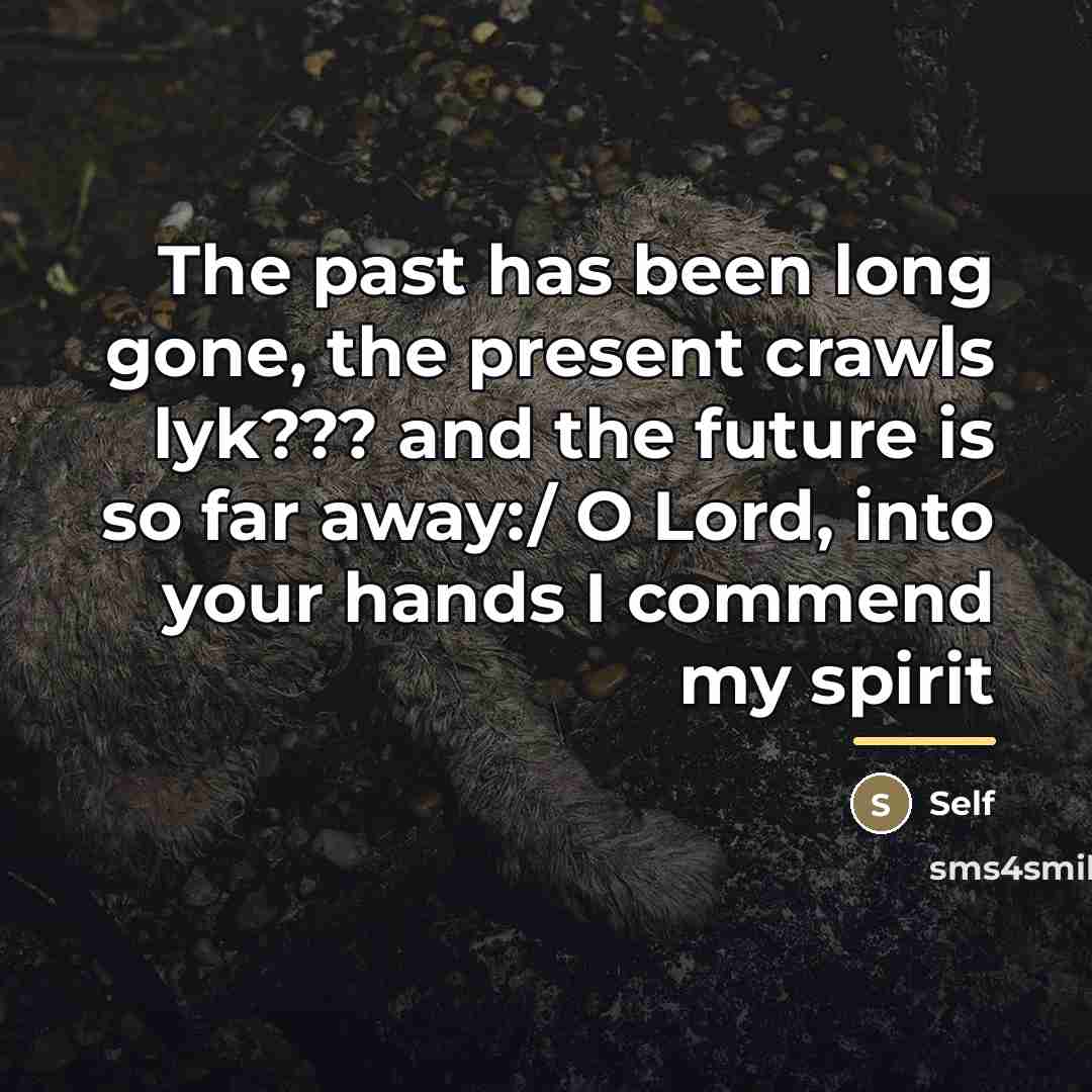 “The past has been long gone, the present crawls lyk???…” quote by Self
