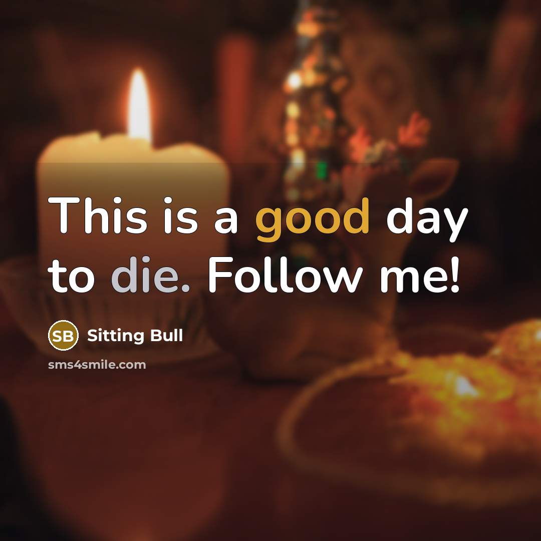 “This is a good day to die. Follow me!…” quote by Sitting Bull