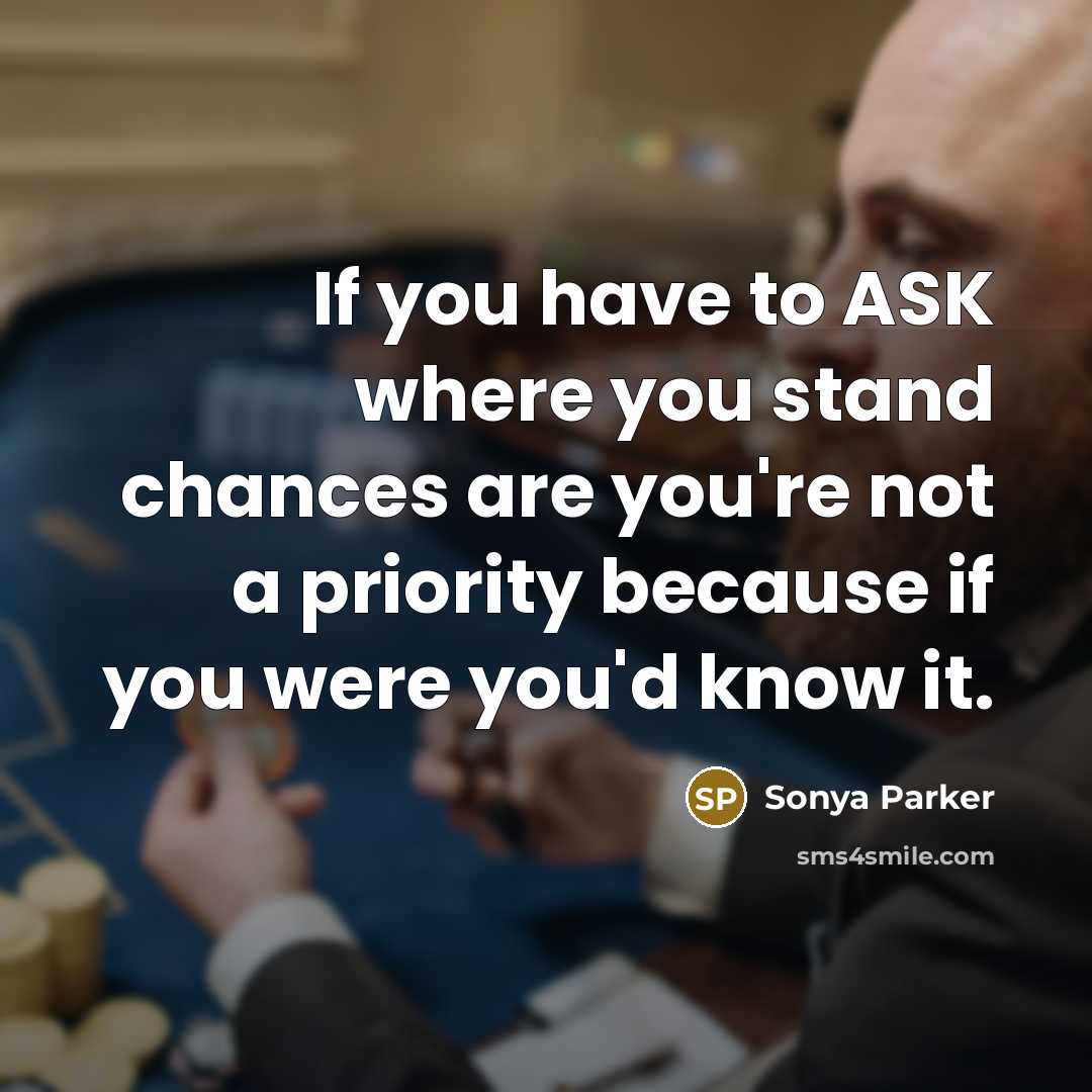 “If you have to ASK where you stand chances are…” quote by Sonya Parker