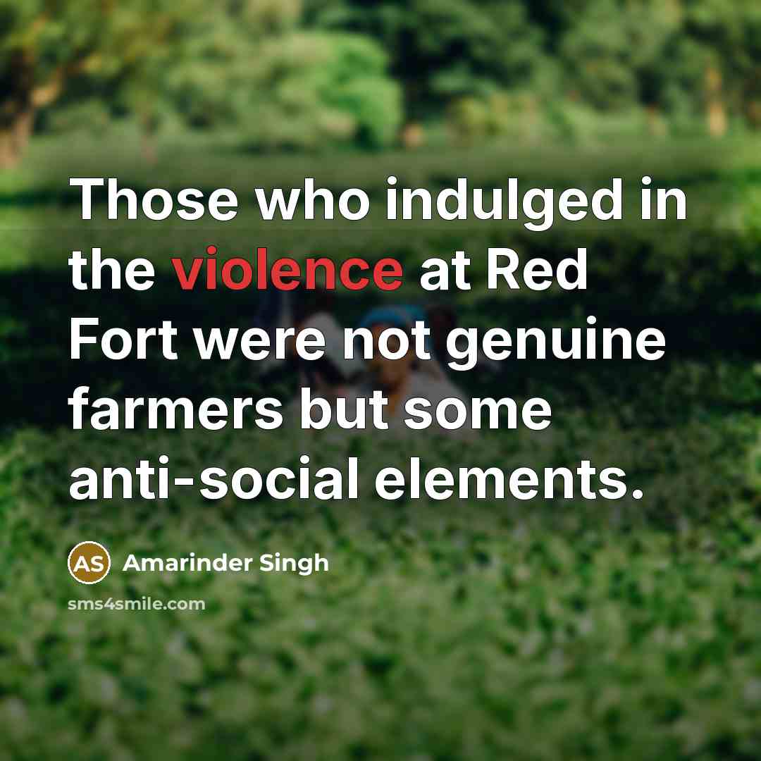 “Those who indulged in the violence at Red Fort were…” quote by Amarinder Singh