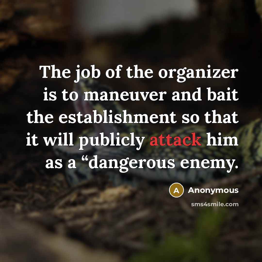 “The job of the organizer is to maneuver and bait…” quote by Anonymous