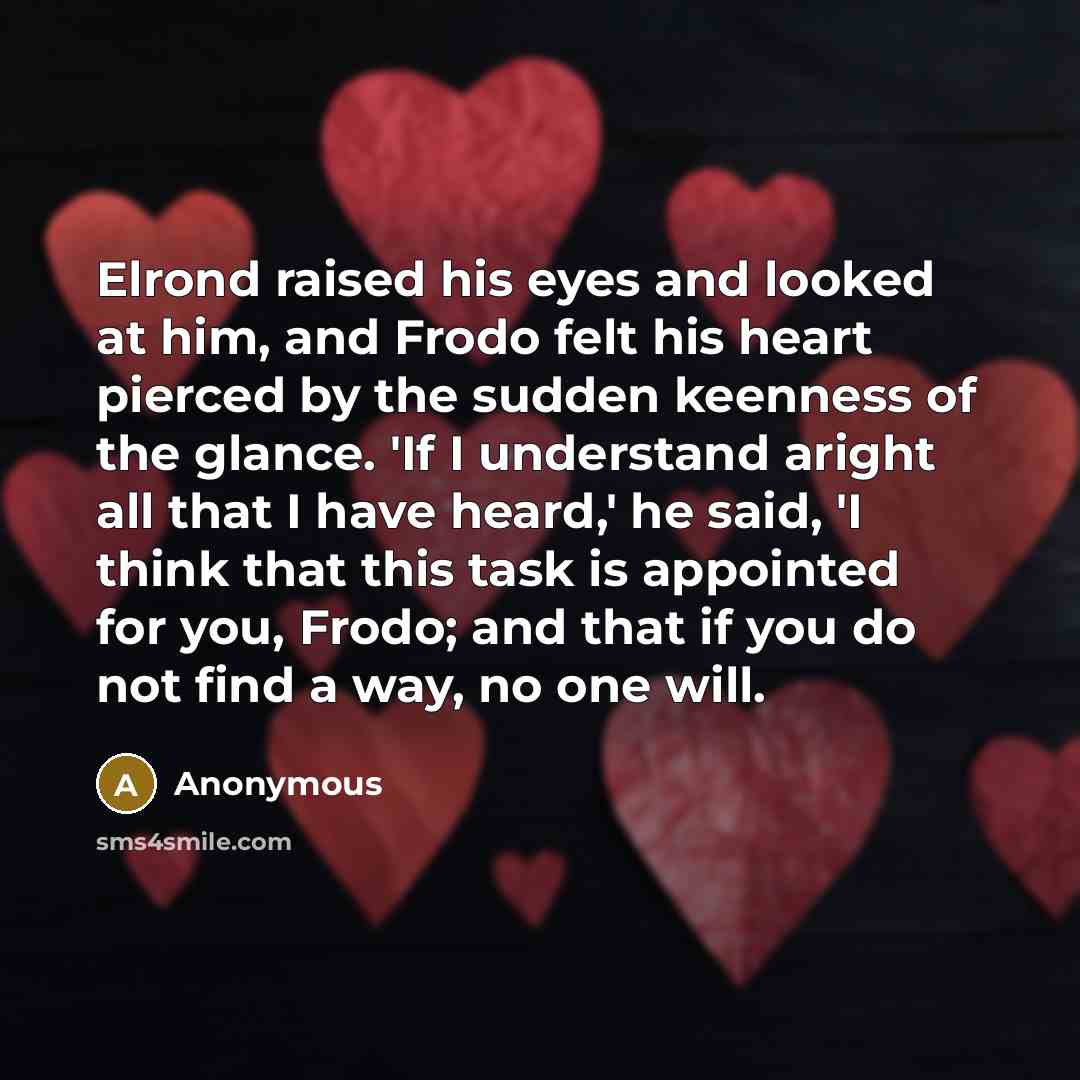 “Elrond raised his eyes and looked at him, and Frodo…” quote by Anonymous