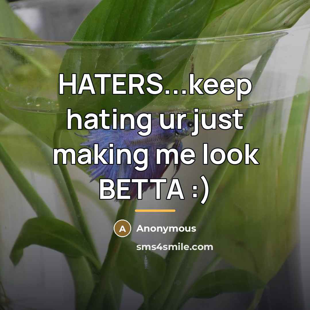 “HATERS...keep hating ur just making me look BETTA :)…” quote by Anonymous