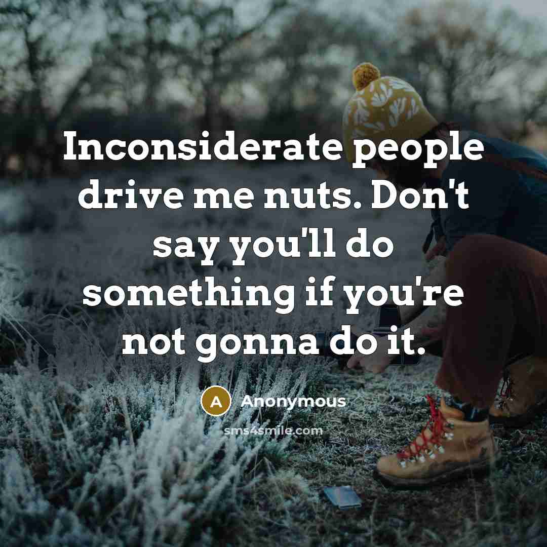 “Inconsiderate people drive me nuts. Don't say you'll do something if you're not gonna do it.” quote by Anonymous
