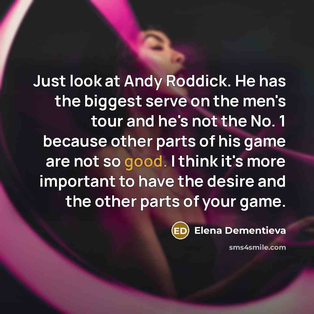“Just look at Andy Roddick. He has the biggest serve…” quote by Elena Dementieva