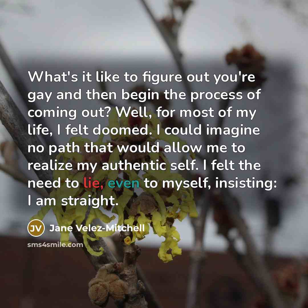 “What's it like to figure out you're gay and then…” quote by Jane Velez-Mitchell