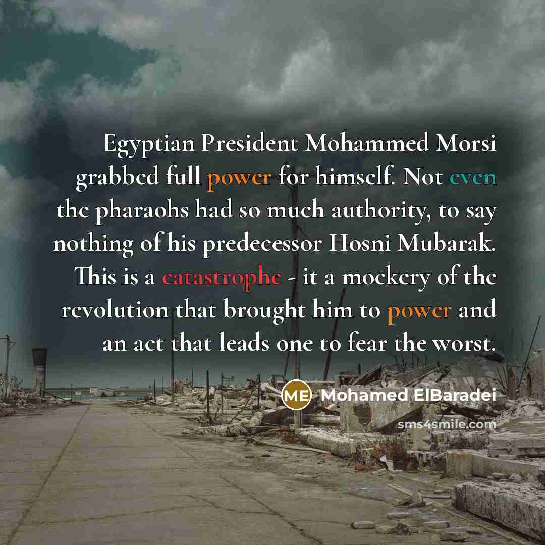 “Egyptian President Mohammed Morsi grabbed full power for himself. Not…” quote by Mohamed ElBaradei