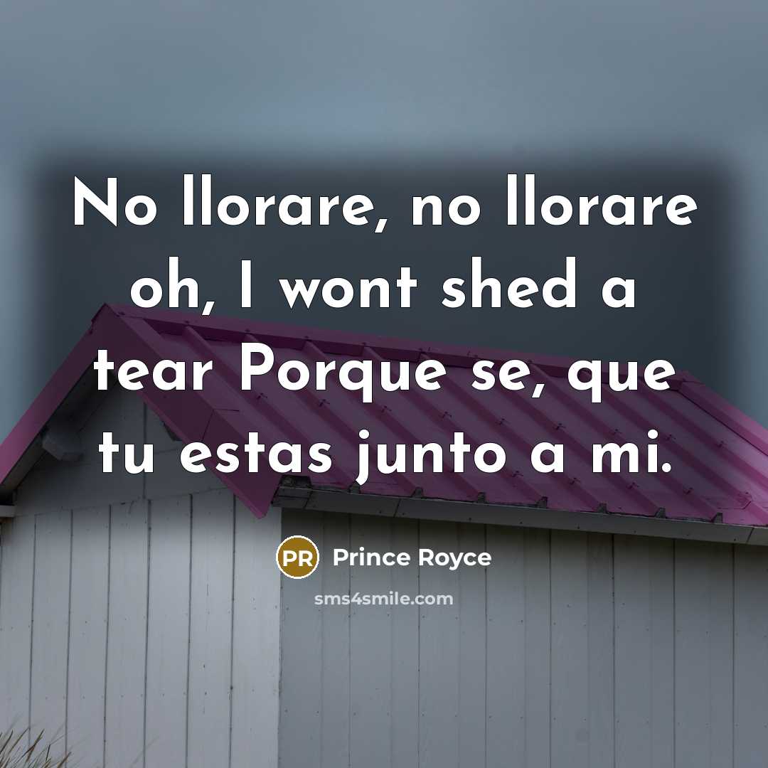 “No llorare, no llorare oh, I wont shed a tear…” quote by Prince Royce