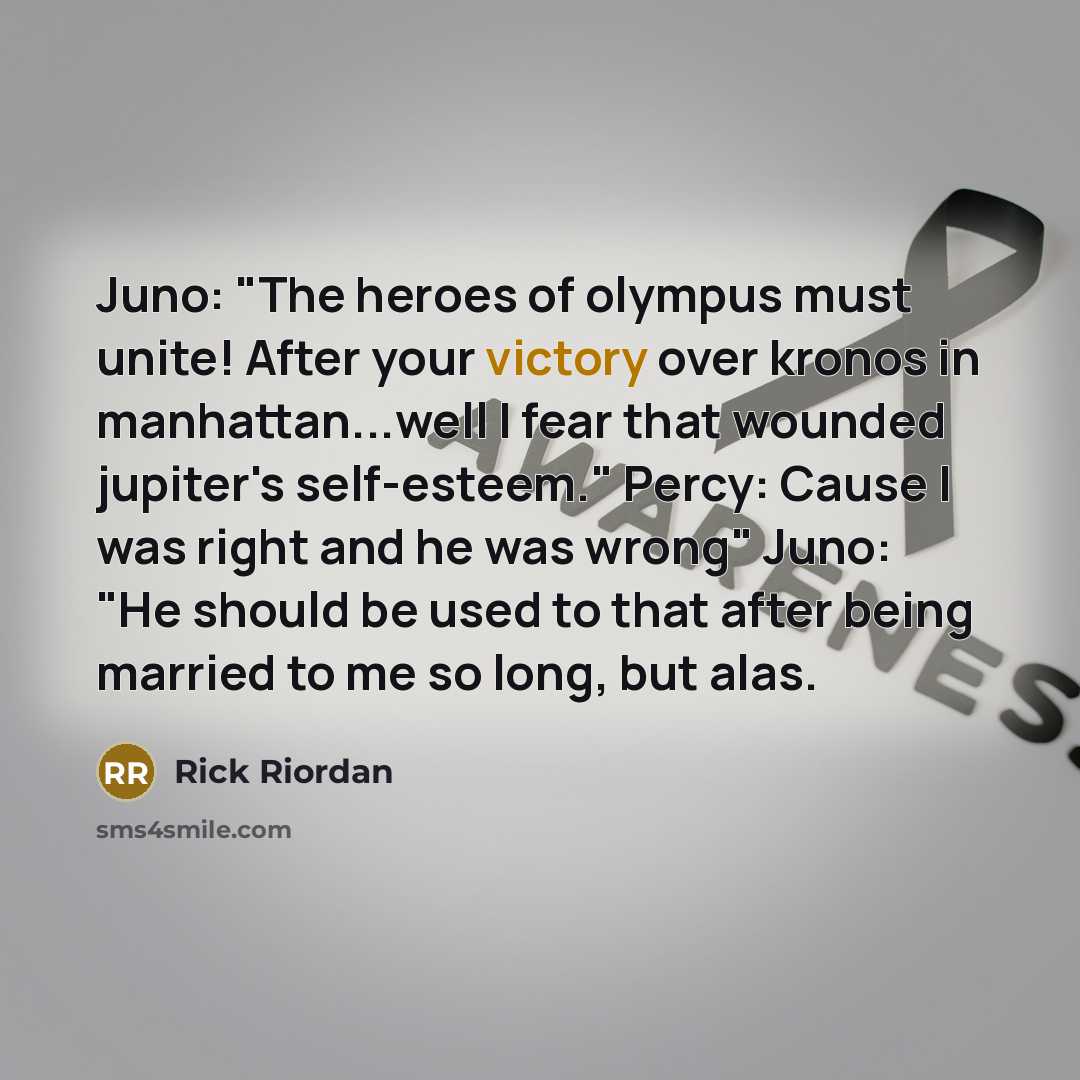“Juno: "The heroes of olympus must unite! After your victory…” quote by Rick Riordan