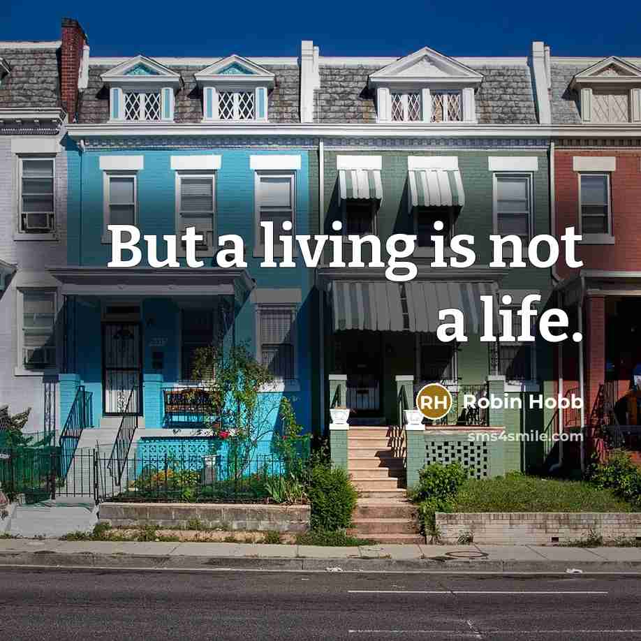 “But a living is not a life.…” quote by Robin Hobb