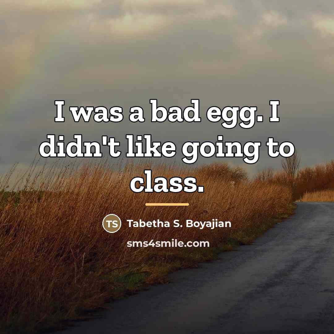 “I was a bad egg. I didn't like going to…” quote by Tabetha S. Boyajian