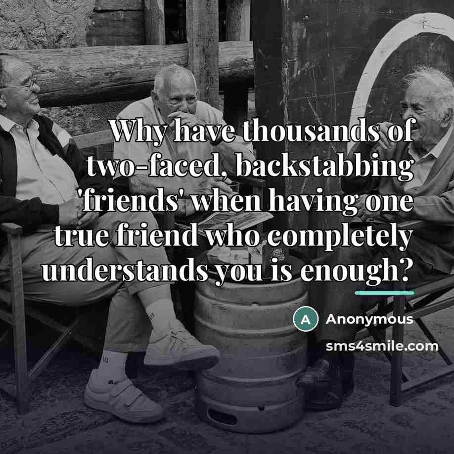 “Why have thousands of two-faced, backstabbing 'friends' when having one…” quote by Anonymous