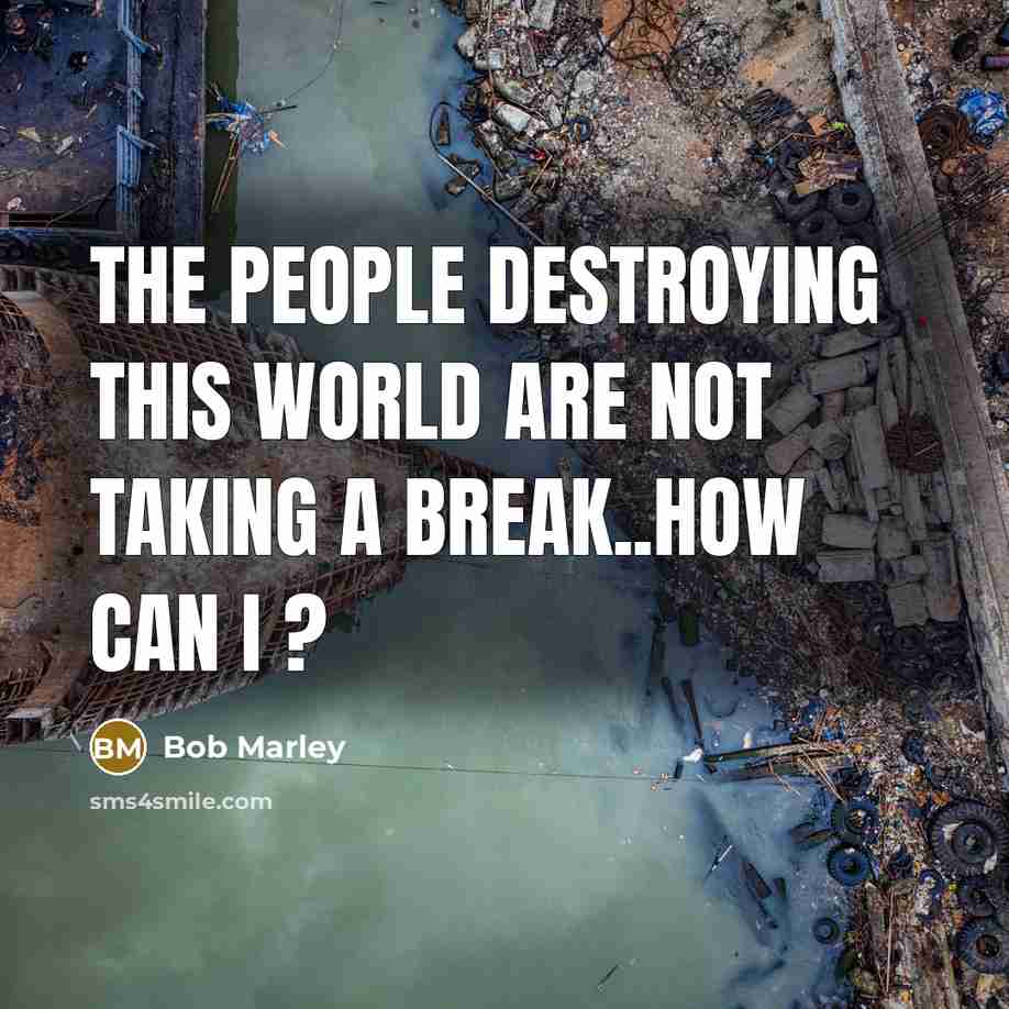 “The people destroying this world are not taking a break..How…” quote by Bob Marley