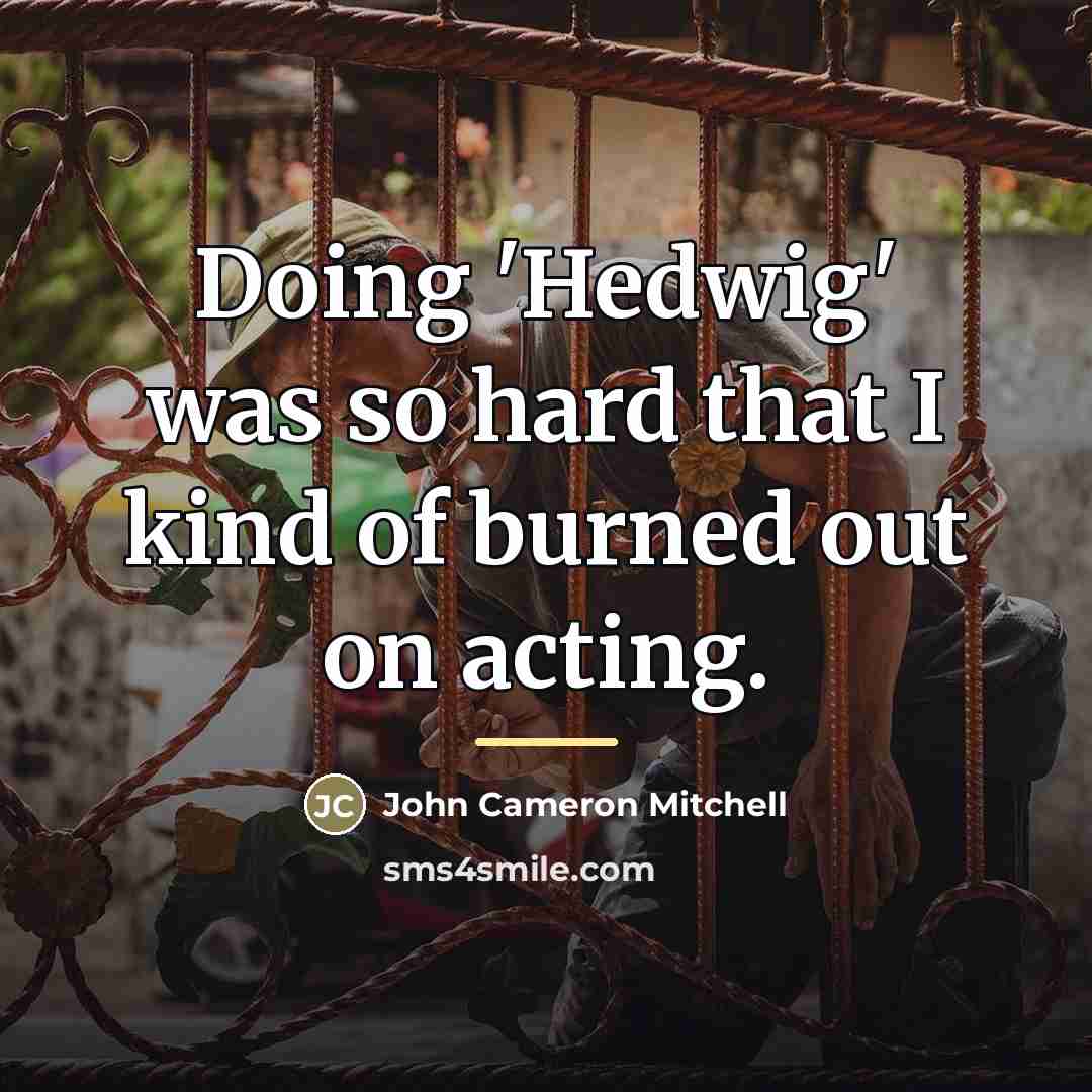 “Doing 'Hedwig' was so hard that I kind of burned…” quote by John Cameron Mitchell