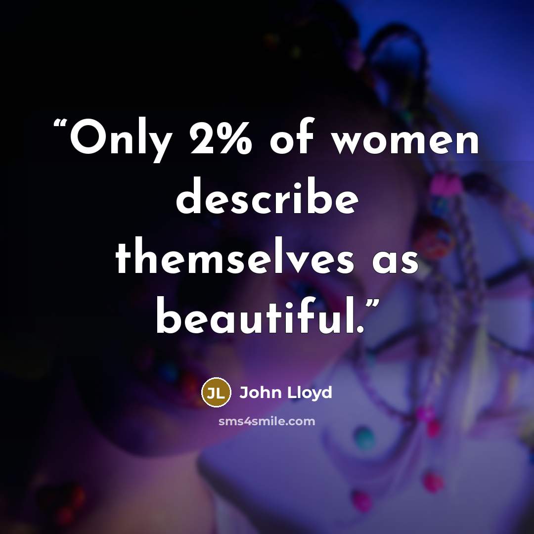 “Only 2% of women describe themselves as beautiful.” quote by John Lloyd