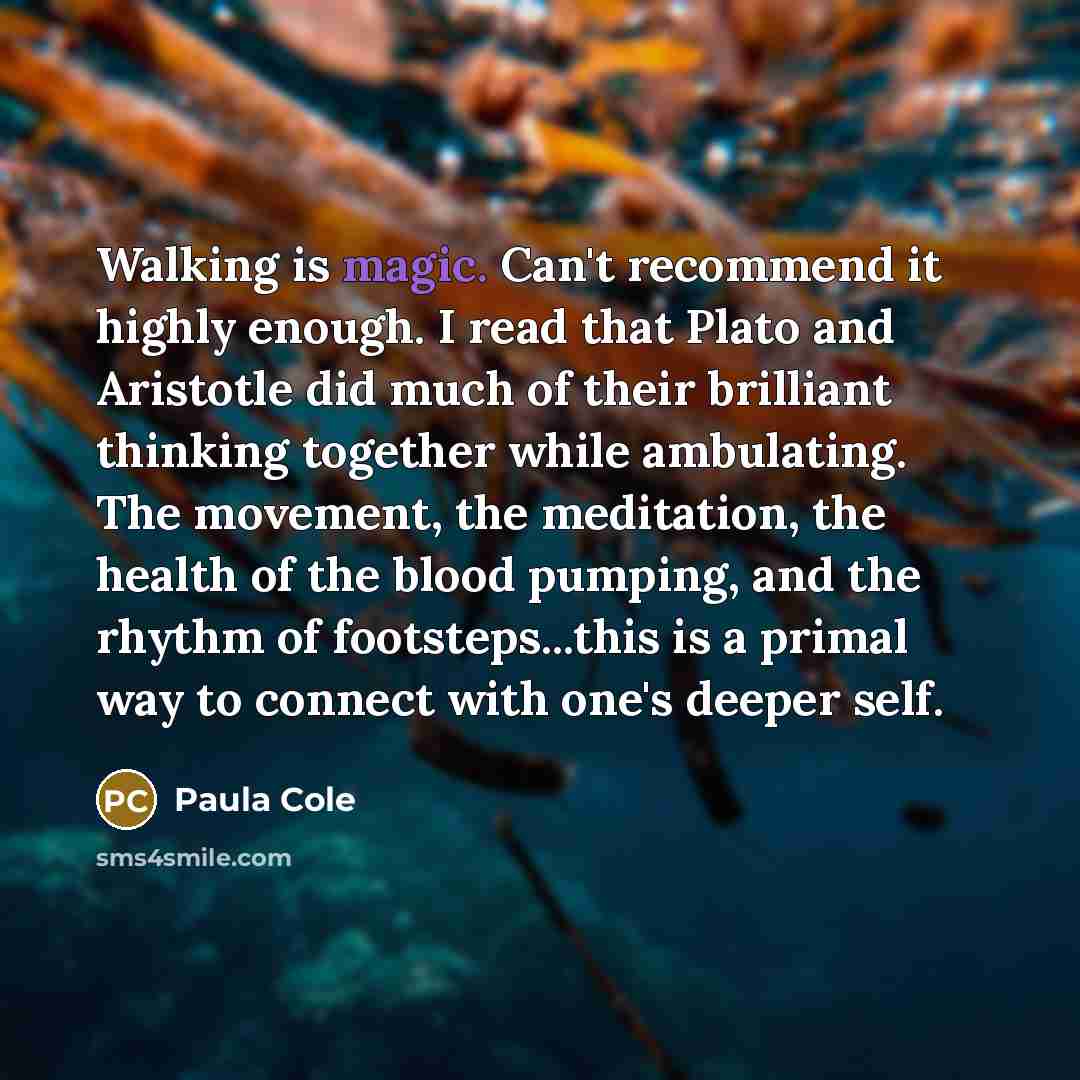 “Walking is magic. Can't recommend it highly enough. I read…” quote by Paula Cole