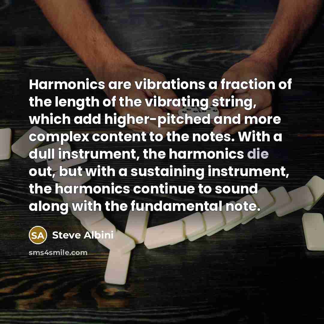 “Harmonics are vibrations a fraction of the length of the…” quote by Steve Albini