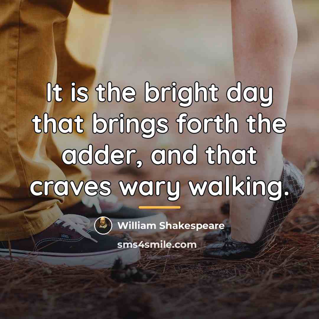“It is the bright day that brings forth the adder,…” quote by William Shakespeare