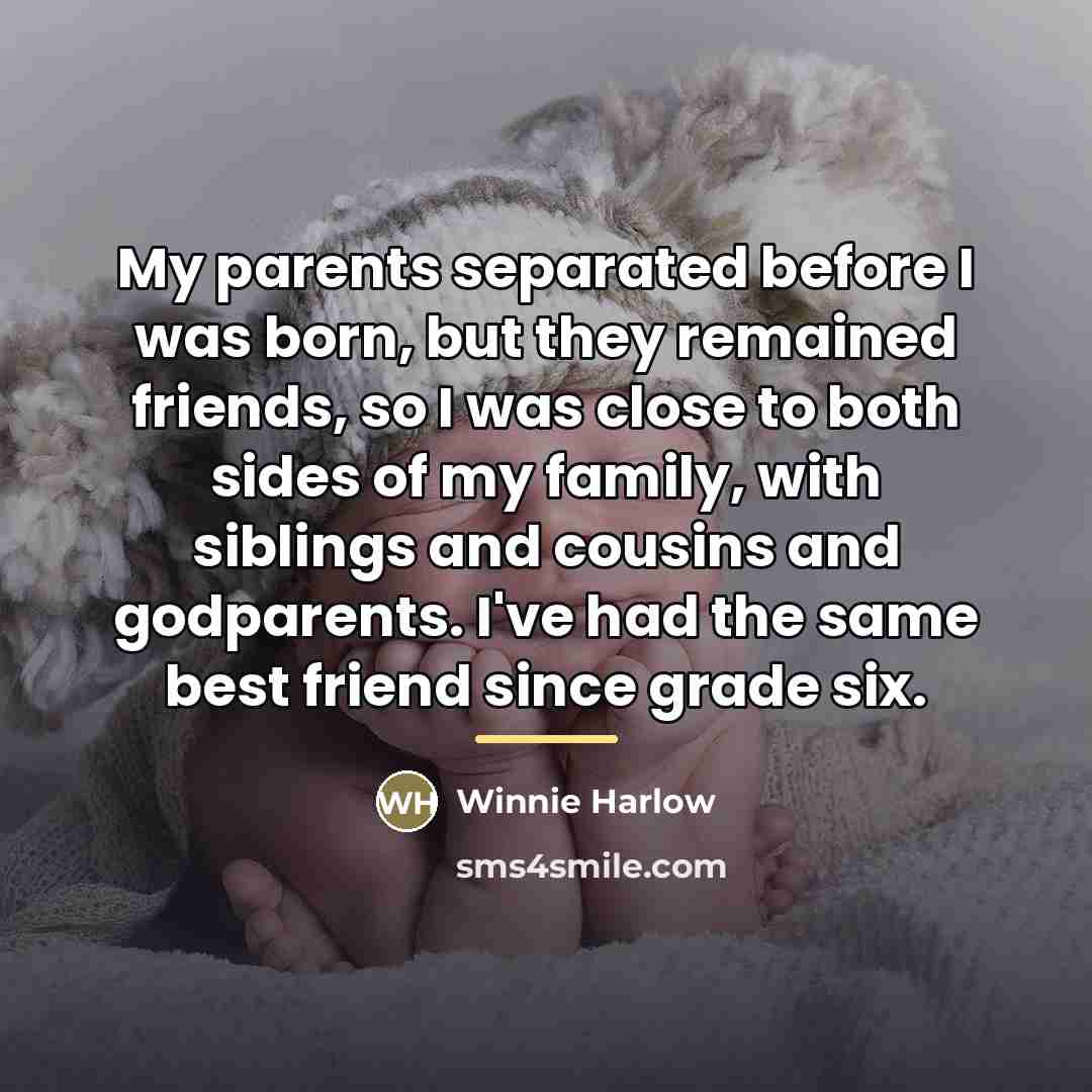 “My parents separated before I was born, but they remained…” quote by Winnie Harlow