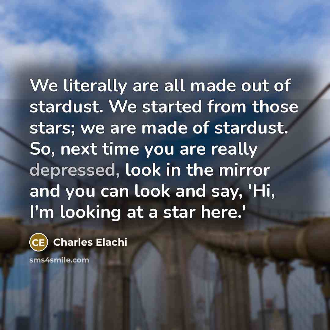 “We literally are all made out of stardust. We started…” quote by Charles Elachi
