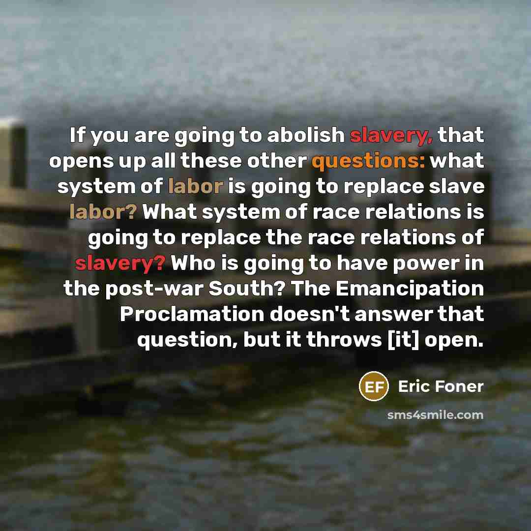 “If you are going to abolish slavery, that opens up…” quote by Eric Foner