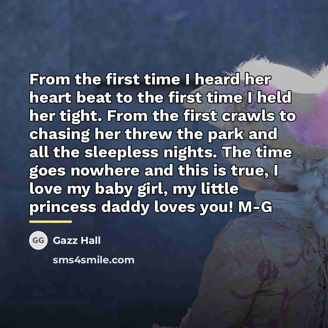 “From the first time I heard her heart beat to…” quote by Gazz Hall