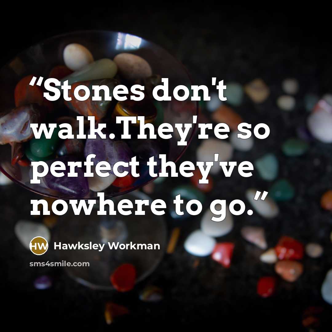 “Stones don't walk.They're so perfect they've nowhere to go.” quote by Hawksley Workman