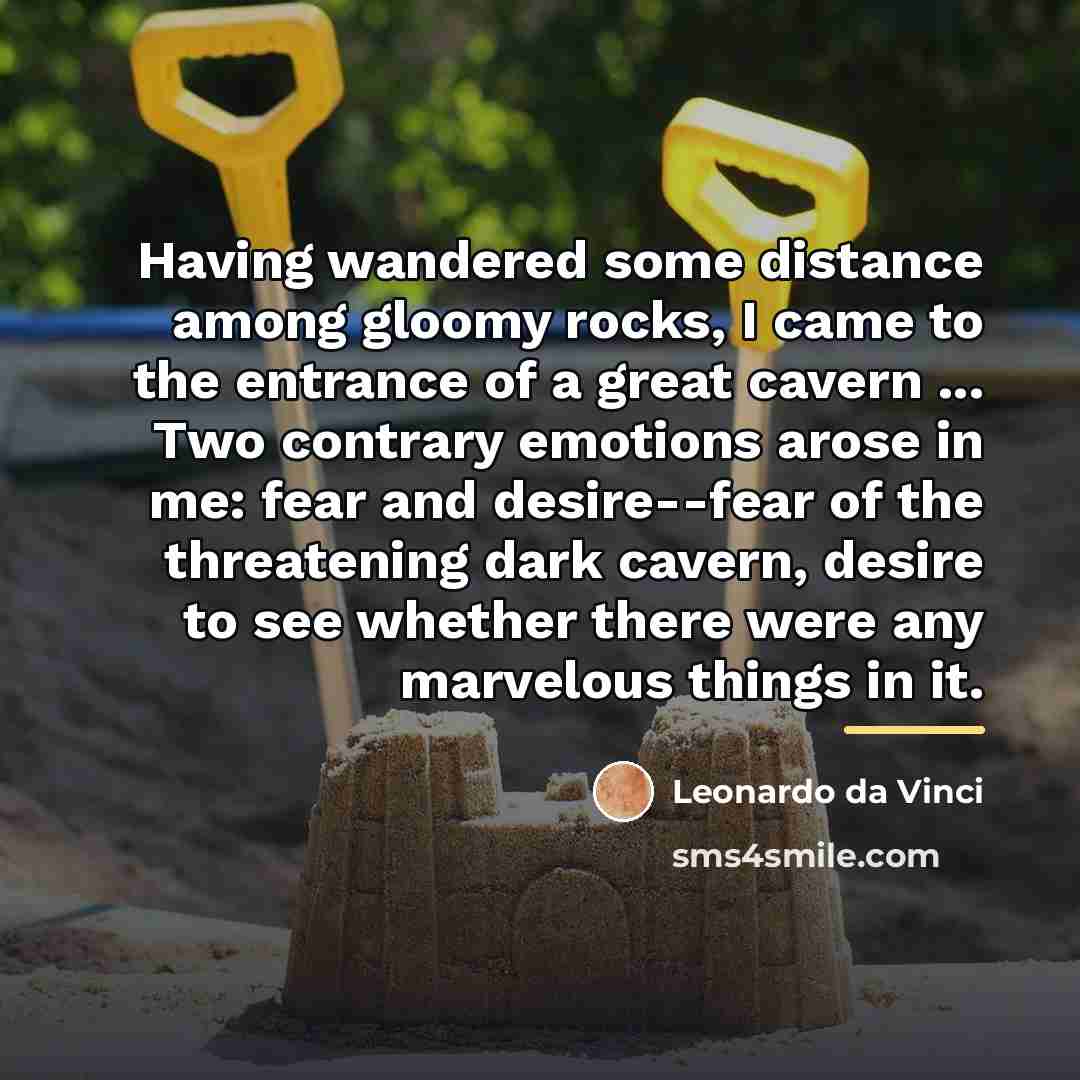 “Having wandered some distance among gloomy rocks, I came to…” quote by Leonardo da Vinci
