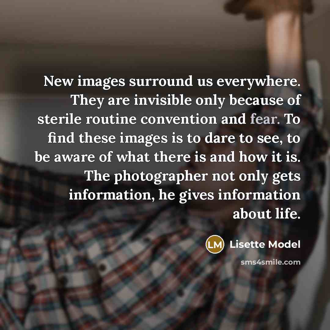 “New images surround us everywhere. They are invisible only because…” quote by Lisette Model
