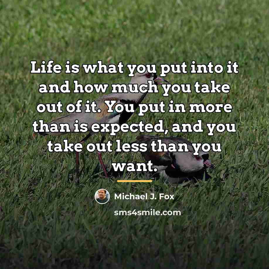 “Life is what you put into it and how much…” quote by Michael J. Fox