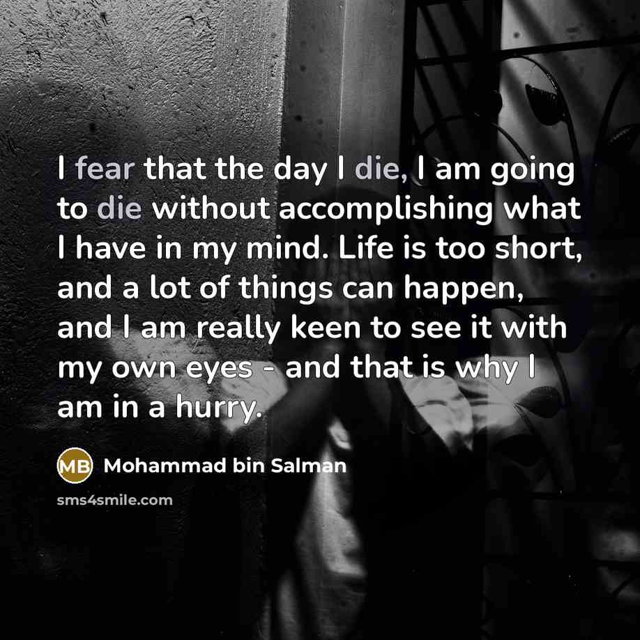 “I fear that the day I die, I am going…” quote by Mohammad bin Salman