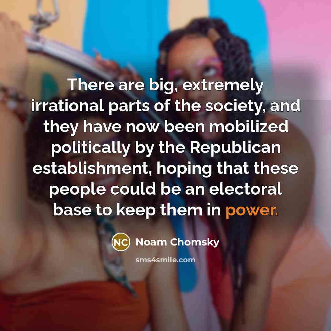 “There are big, extremely irrational parts of the society, and…” quote by Noam Chomsky