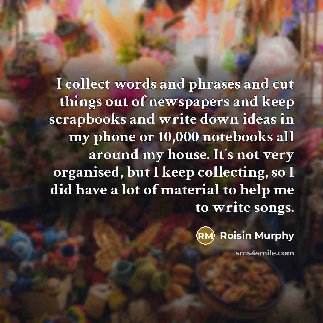 “I collect words and phrases and cut things out of…” quote by Roisin Murphy