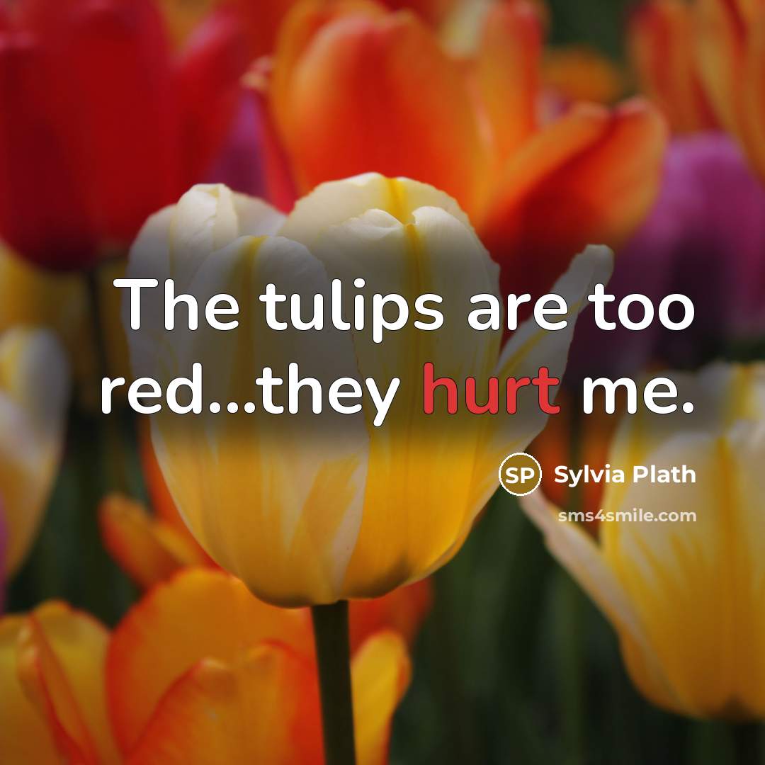 “The tulips are too red...they hurt me.” quote by Sylvia Plath