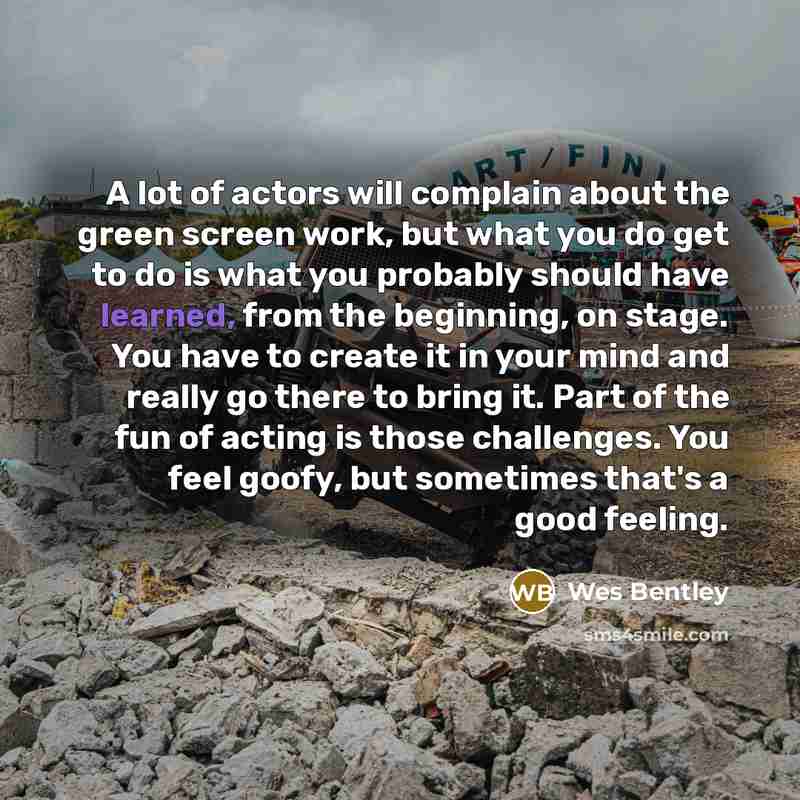 “A lot of actors will complain about the green screen…” quote by Wes Bentley