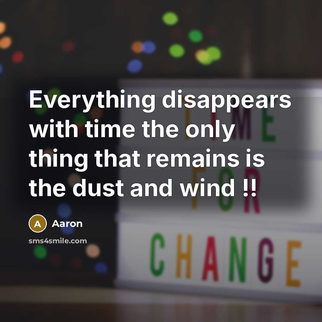 “Everything disappears with time the only thing that remains is…” quote by AaRon