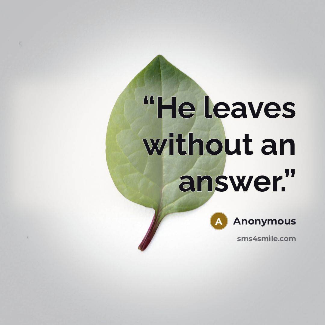 “He leaves without an answer.” quote by Anonymous