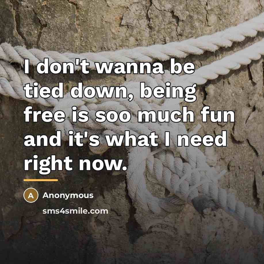“I don't wanna be tied down, being free is soo…” quote by Anonymous