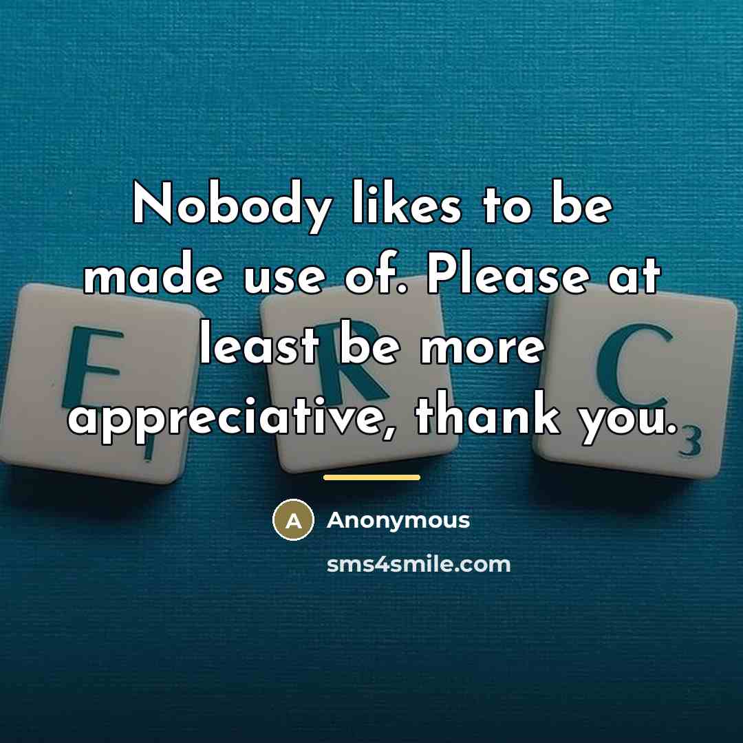 “Nobody likes to be made use of. Please at least…” quote by Anonymous